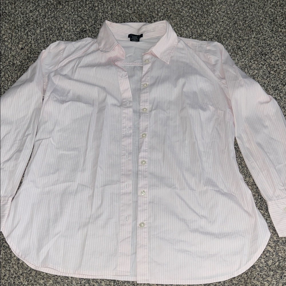 Ann Taylor Pink Striped Button Down Shirt